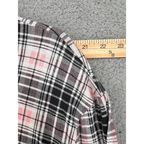 Rue 21 Women's Black/Pink Plaid Button Down Long Sleeve Stretch Shirt Size XL - Picture 4 of 10